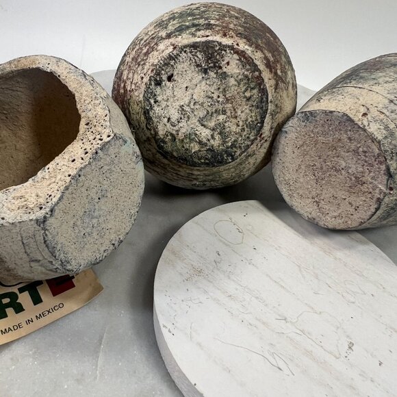 Vtg Set Of 3 Forja Y Arte Rustic Terracotta Amphora Vases Handles Made In Mexico - Picture 8 of 8
